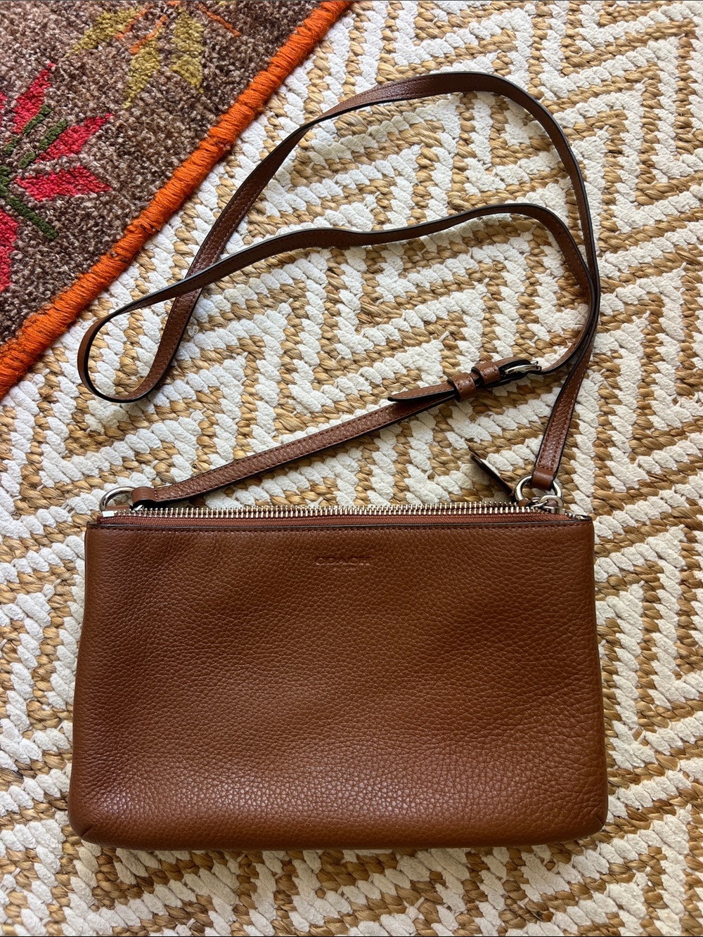Coach Brown Pebbled Leather Crossbody Bag - Picture 1 of 9